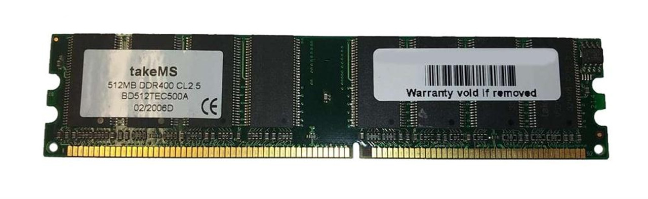 BD512TEC500A takeMS 512MB PC3200 DDR-400MHz non-ECC Unbuffered CL2.5  184-Pin DIMM Memory Module