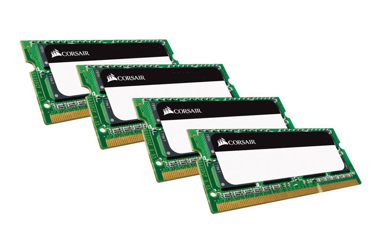 CMSA32GX3M4C1866C11 Corsair 32GB Kit (4 X 8GB) PC3-14900 DDR3-1866MHz non-ECC Unbuffered CL13 204-Pin SoDimm 1.35V Low Voltage Dual Rank Memory