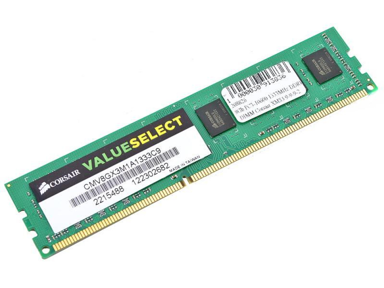 CMV8GX3M1A1333C9 Corsair 8GB PC3-10600 DDR3-1333MHz non-ECC Unbuffered CL9 240-Pin DIMM Dual Rank Memory Module