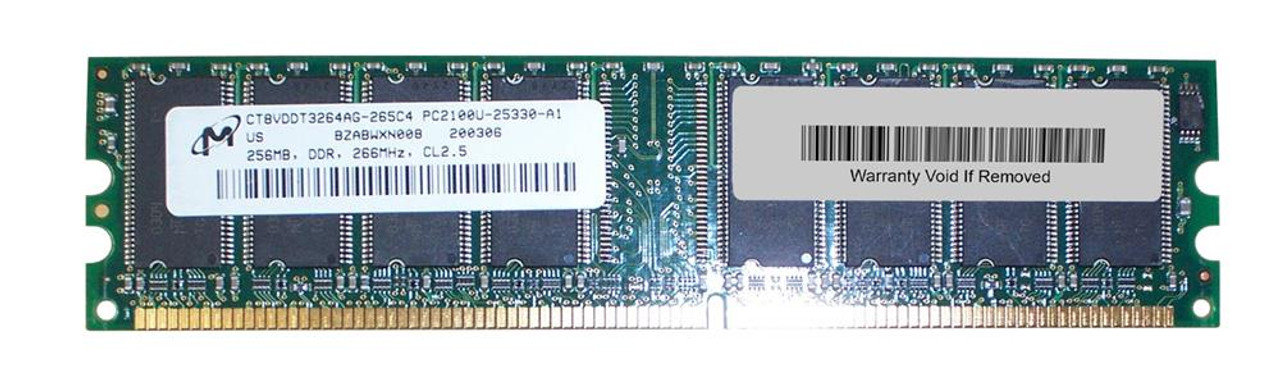 CT8VDDT3264AG-265C4 Micron 256MB PC2100 DDR-266MHz non-ECC Unbuffered CL2.5 184-Pin DIMM Single Rank Memory Module