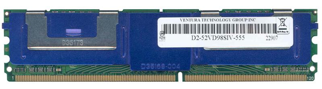 D2-52VD98SIV-555 Ventura 512MB PC2-5300 DDR2-667MHz ECC Fully Buffered CL5 240-Pin DIMM Single Rank Memory Module