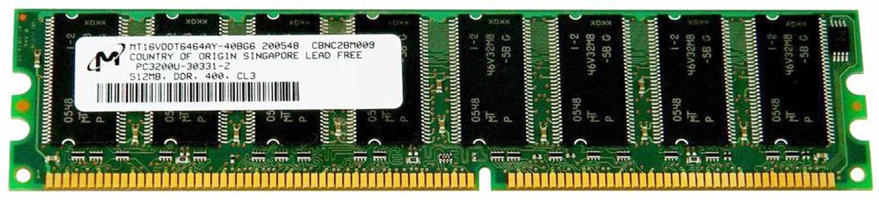 DE467A-PE Edge 512MB PC3200 DDR-400MHz non-ECC Unbuffered CL3 184-Pin DIMM Memory Module