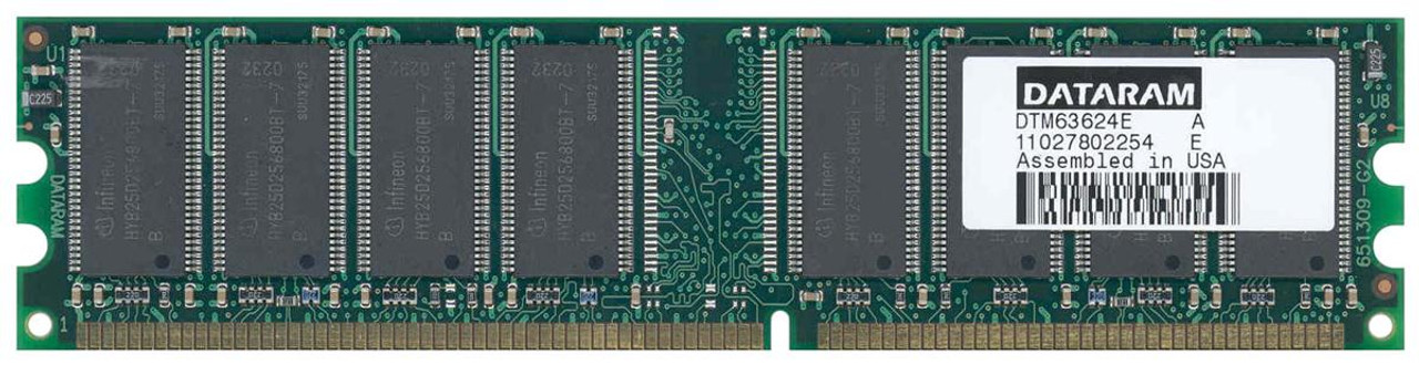 DTM63624E Dataram 512MB PC2100 DDR-266MHz non-ECC Unbuffered CL2.5 184-Pin DIMM 2.5V Memory Module