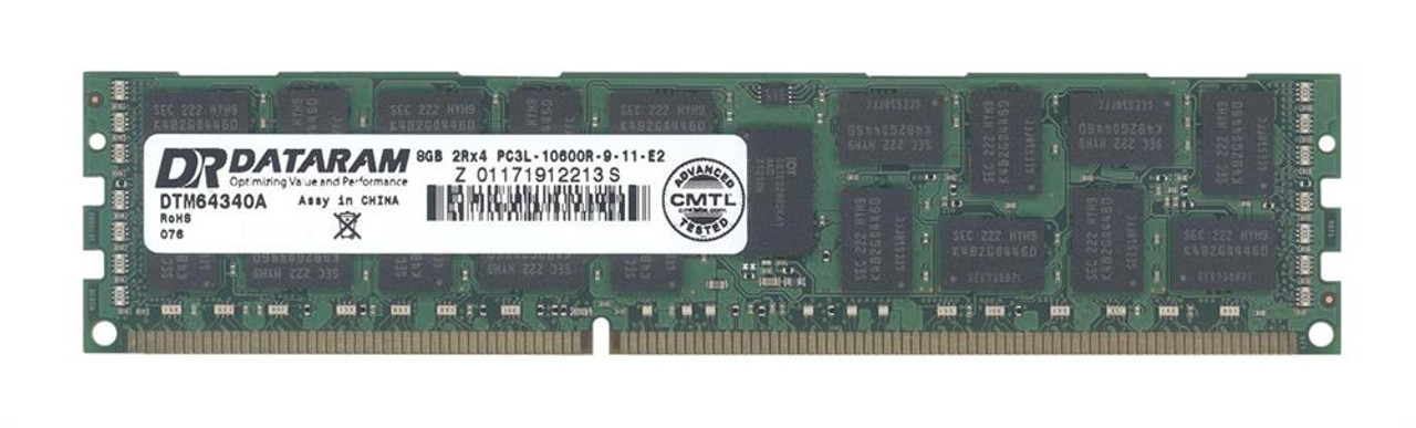 DTM64340A Dataram 8GB PC3-10600 DDR3-1333MHz ECC Registered CL9 240-Pin DIMM 1.35V Low Voltage Dual Rank Memory Module