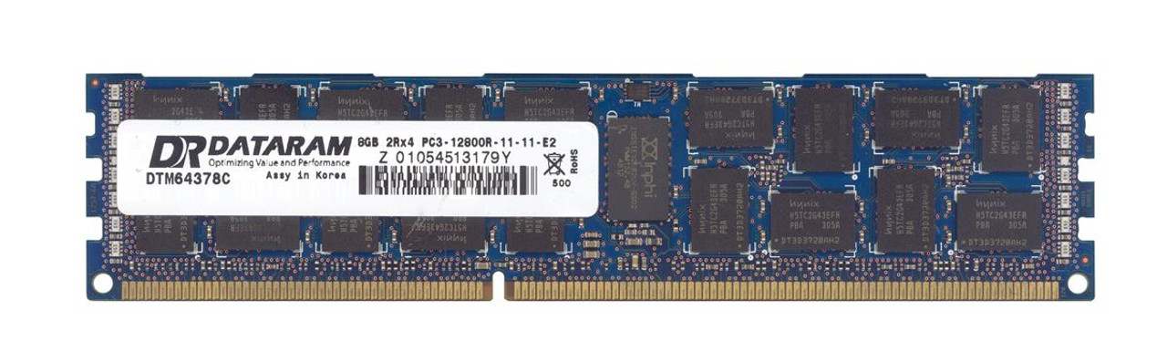 DTM64378C Dataram 8GB PC3-12800 DDR3-1600MHz ECC Registered CL11 240-Pin DIMM Dual Rank Memory Module