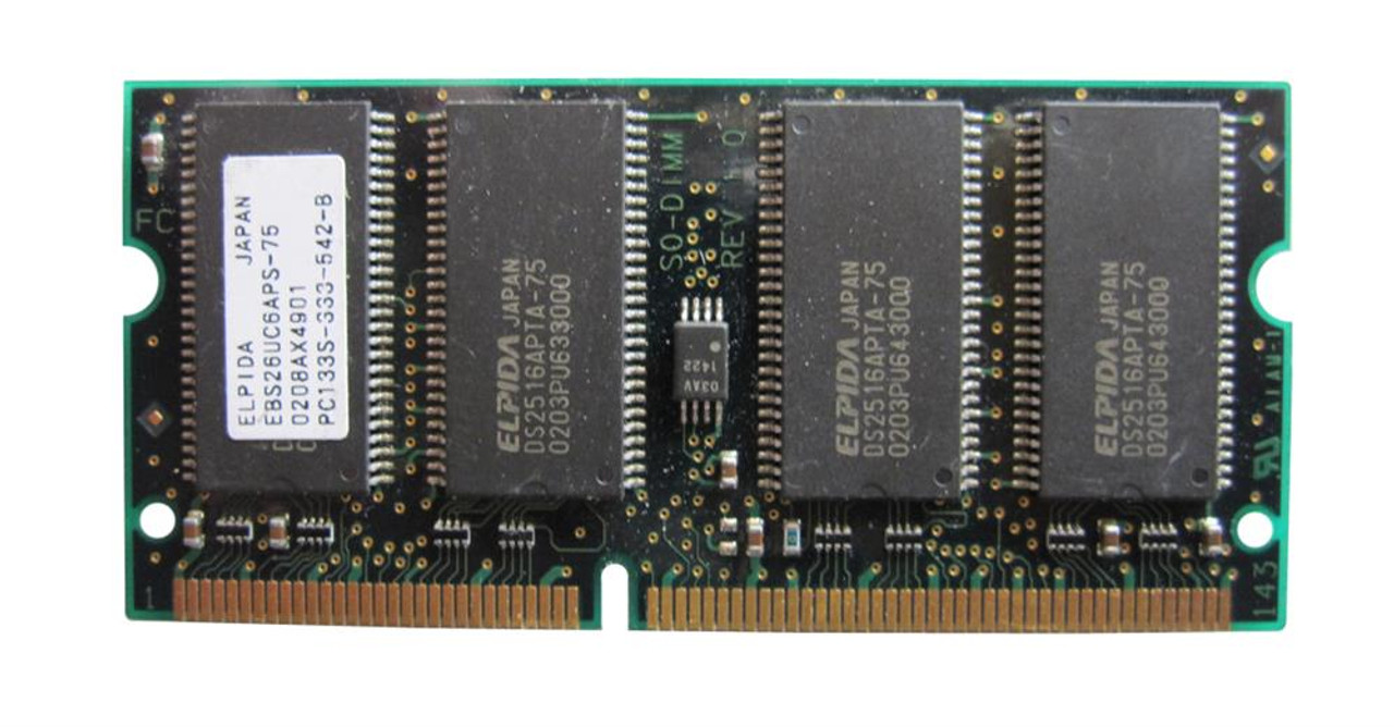 EBS26UC6APS-75 Elpida 256MB PC133 133MHz non-ECC Unbuffered CL3 144-Pin SoDimm Memory Module