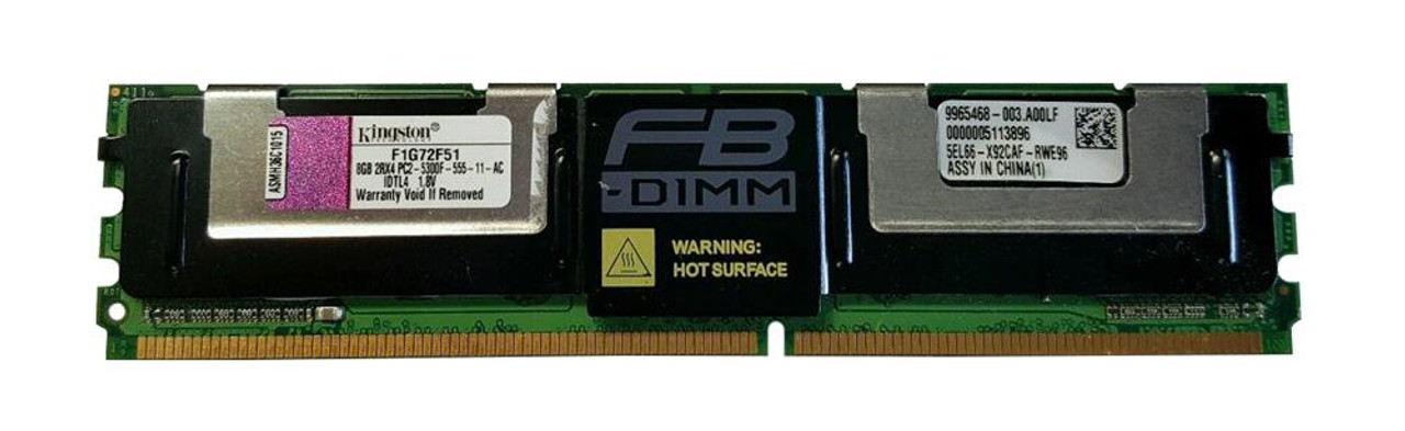 F1G72F51 Kingston 8GB PC2-5300 DDR2-667MHz ECC Fully Buffered CL5 240-Pin DIMM Dual Rank Memory Module