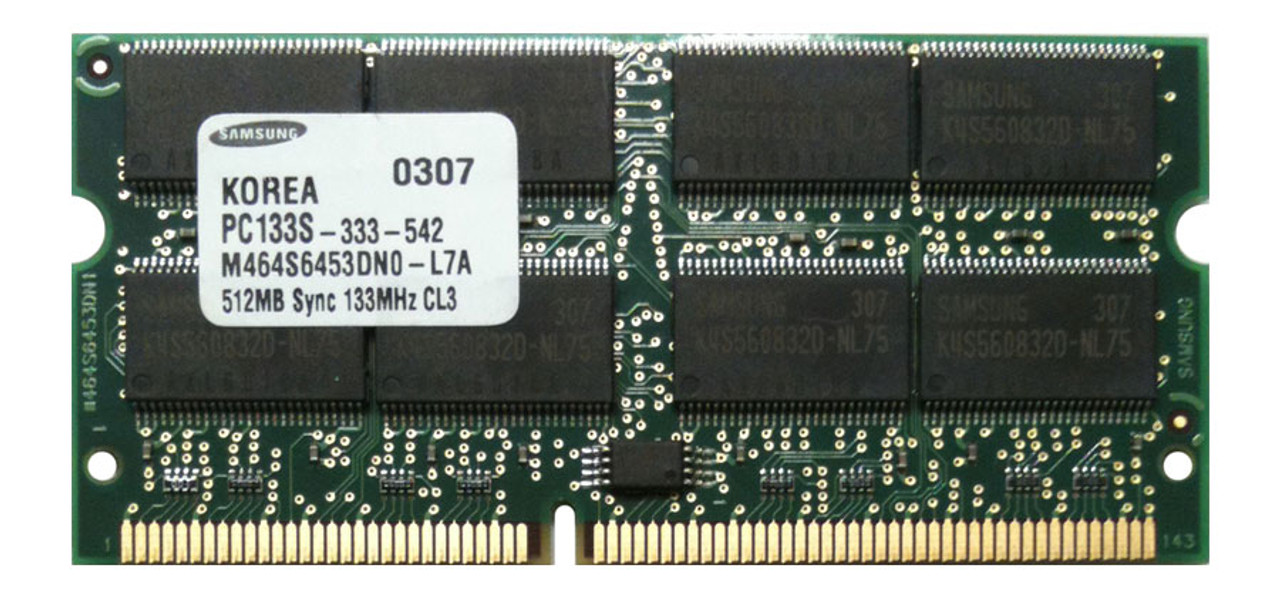 FPCEM44-PE Edge 512MB PC133 133MHz non-ECC Unbuffered CL3 144-Pin SoDimm Memory Module