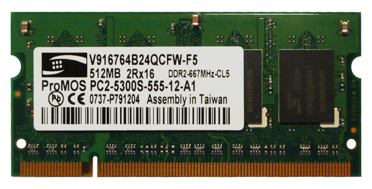 GETAC-215286-PE Edge 512MB PC2-5300 DDR2-667MHz non-ECC Unbuffered CL5 200-Pin SoDimm Single Rank Memory Module