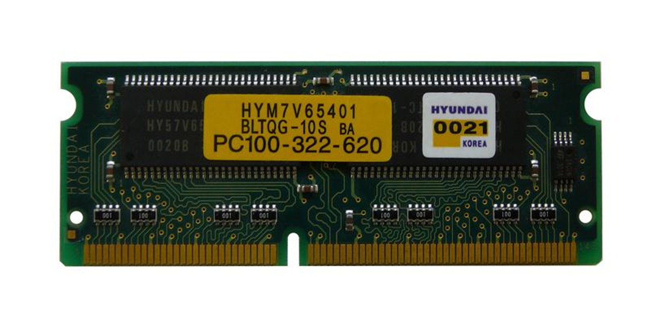 HYM7V65401BLTQG-10S Hyundai 32MB PC100 100MHz non-ECC Unbuffered CL2 144-Pin SoDimm Memory Module