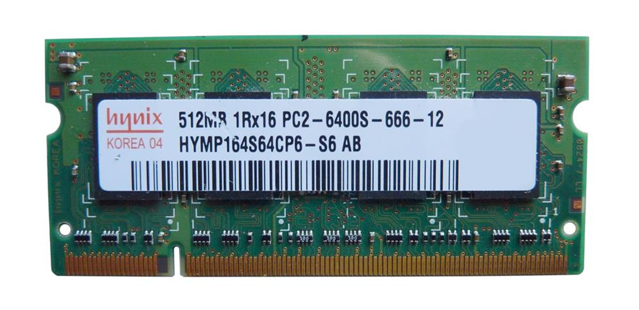 HYMP164S64CP6-S6 Hynix 512MB PC2-6400 DDR2-800MHZ non-ECC Unbuffered  CL6-6-6 200-Pin SoDimm Memory Module