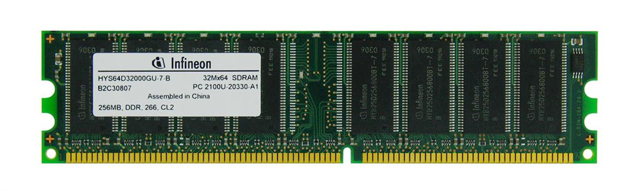 HYS64D32000GU7B Infineon 256MB PC2100 DDR-266MHz non-ECC Unbuffered CL2.5 184-Pin DIMM 2.5V Memory Module