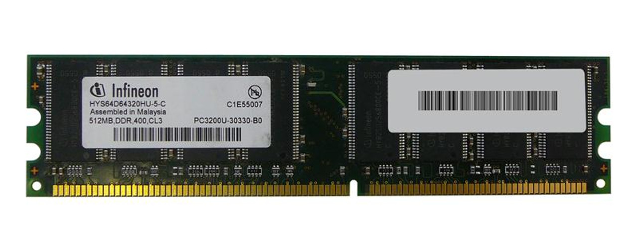 HYS64D64320HU-5-C Infineon 512MB PC3200 DDR-400MHz non-ECC Unbuffered 184-Pin DIMM Memory Module