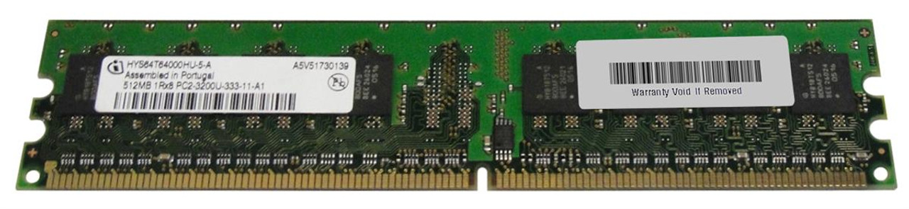 HYS64T64000HU-5-A Infineon 512MB PC2-3200 DDR2-400MHz non-ECC Unbuffered CL3 240-Pin DIMM Single Rank Memory Module