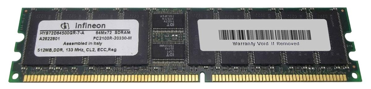 HYS72D64500GR-7-A Infineon 512MB PC2100 DDR-266MHz Registered ECC CL2.5 184-Pin DIMM 2.5V Memory Module