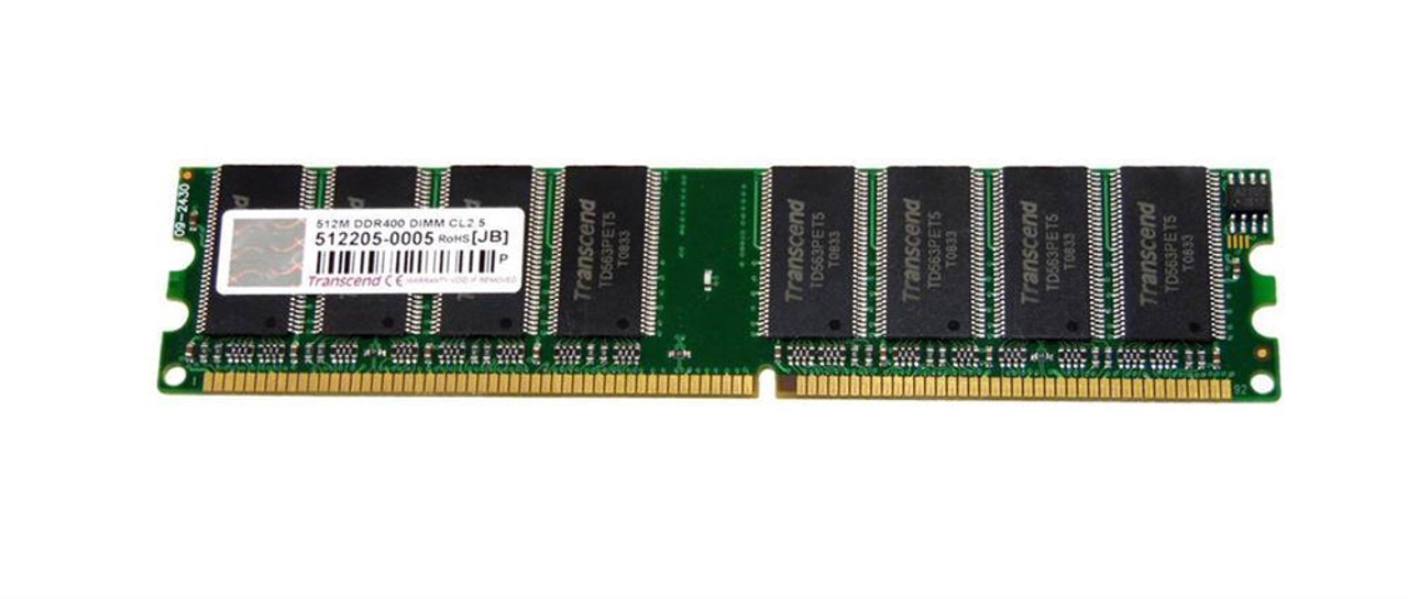 JM366D643A-50 Transcend JetRAM 512MB PC3200 DDR-400MHz non-ECC Unbuffered CL3 184-Pin DIMM Memory Module