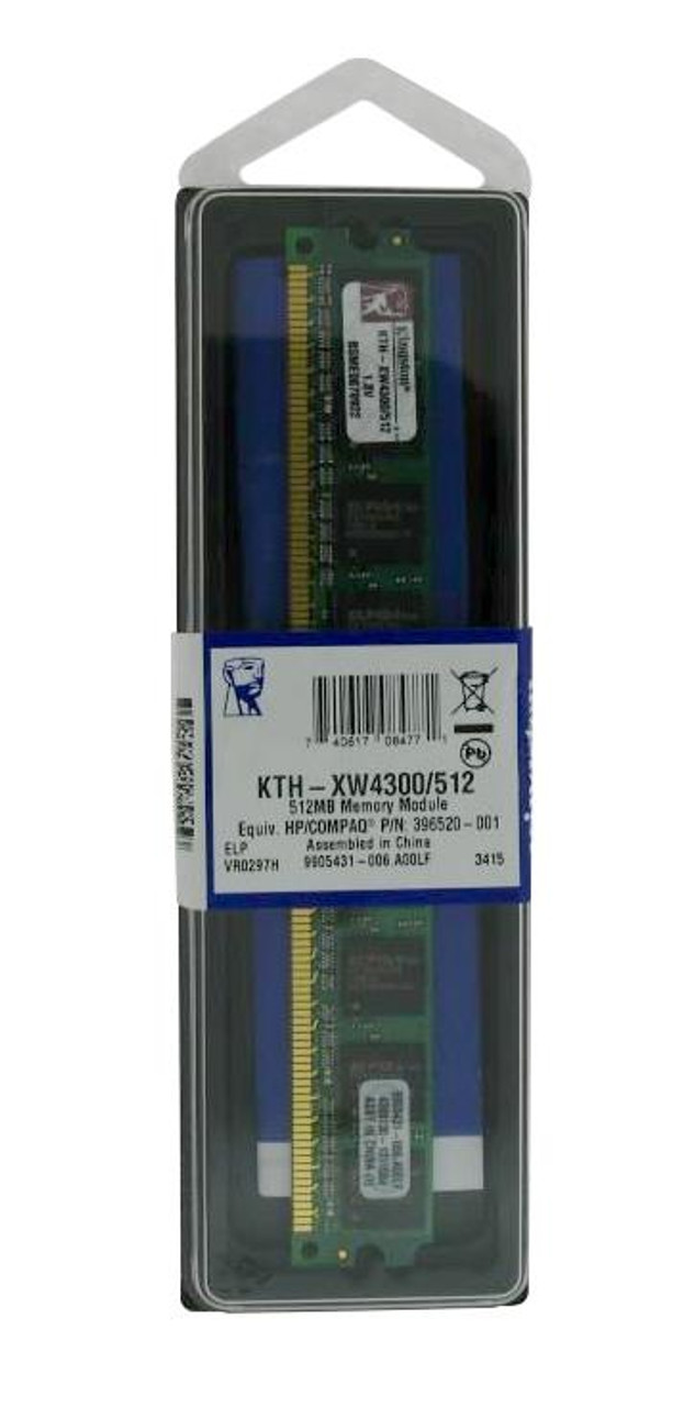 KTH-XW4300/512 Kingston 512MB PC2-5300 DDR2-667MHz non-ECC Unbuffered CL5 240-Pin DIMM Single Rank Memory Module for HP/Compaq 396520-001, EK477-69001,