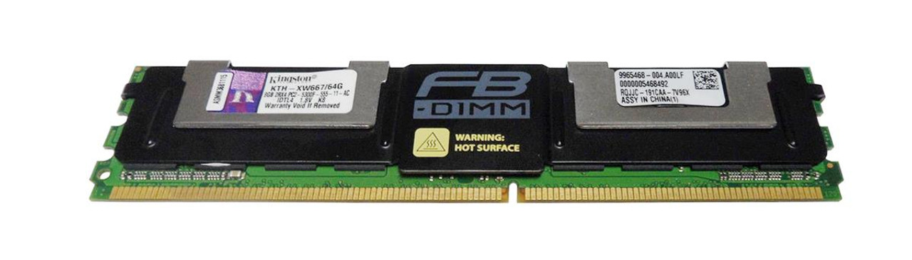 KTH-XW667/64GB Kingston 64GB Kit (8 X 8GB) PC2-5300 DDR2-667MHz ECC Fully Buffered CL5 240-Pin DIMM Dual Rank Memory (Kit of 8)