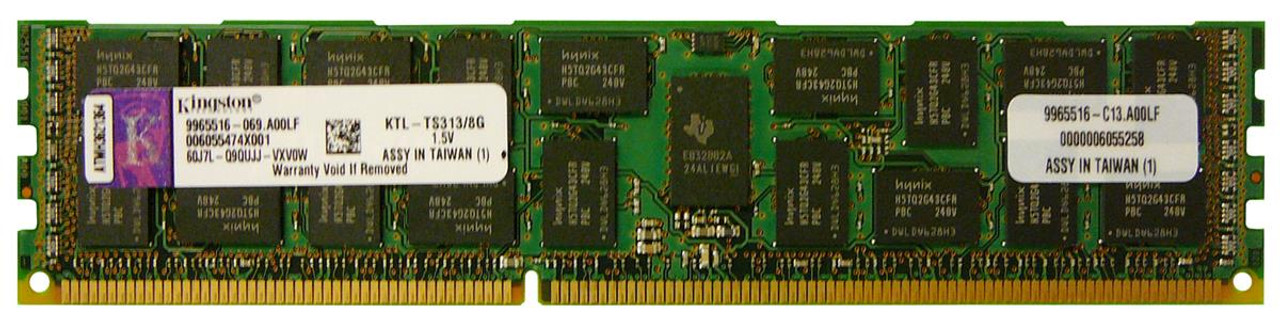 KTL-TS313/8G Kingston 8GB PC3-10600 DDR3-1333MHz ECC Registered CL9 240-Pin DIMM Dual Rank Memory Module for Lenovo