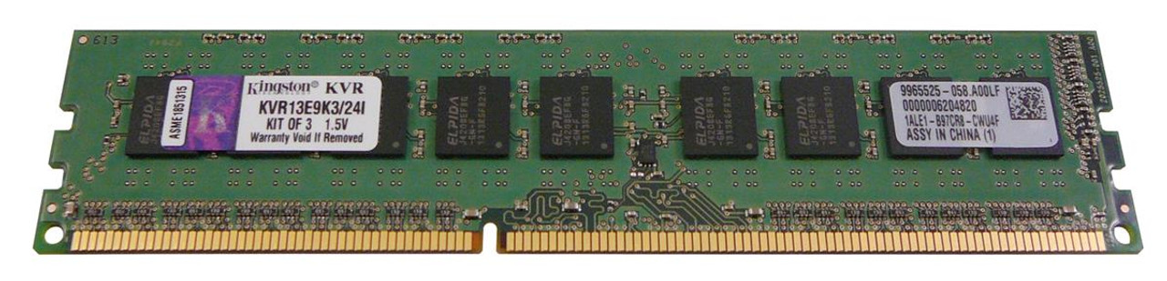 KVR13E9K3/24I Kingston 24GB Kit (3 X 8GB) PC3-10600 DDR3-1333MHz ECC Unbuffered CL9 240-Pin DIMM Dual Rank Memory (Kit of 3) (Intel Certified)