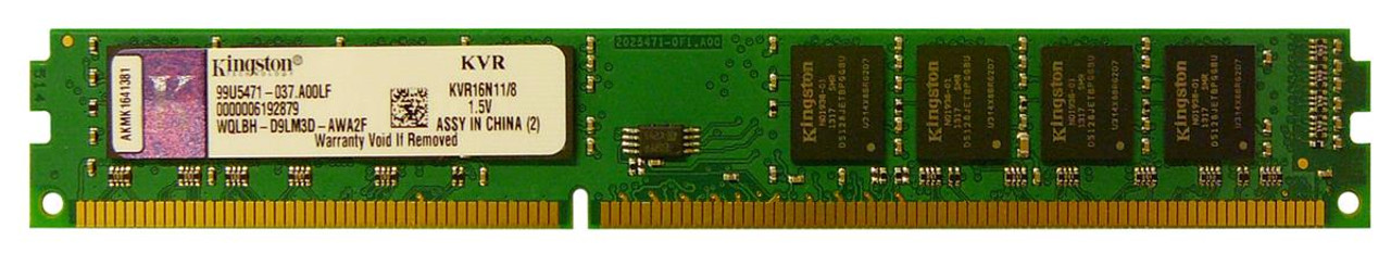 KVR16N11/8-A1 Kingston 8GB PC3-12800 DDR3-1600MHz non-ECC Unbuffered CL11 240-Pin DIMM Memory Module