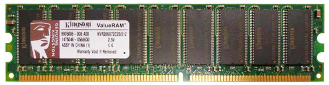 KVR266X72C25/512 Kingston 512MB PC2100 DDR-266MHz ECC Unbuffered CL2.5 184-Pin DIMM Memory Module