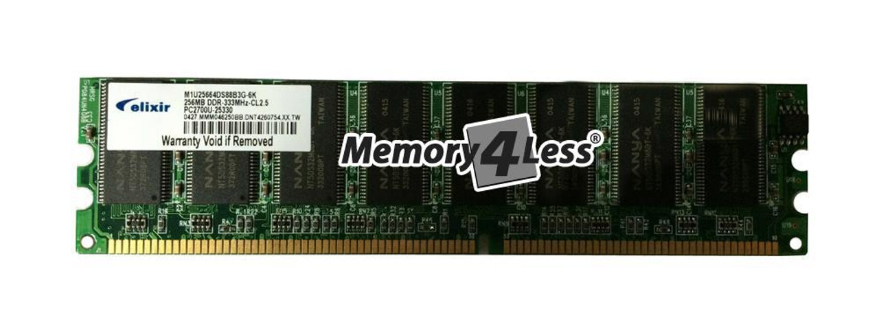 M1U25664DS88B3G-6K Elixir 256MB PC2700 DDR-333MHz non-ECC Unbuffered CL2.5 184-Pin DIMM 2.5V Memory Module