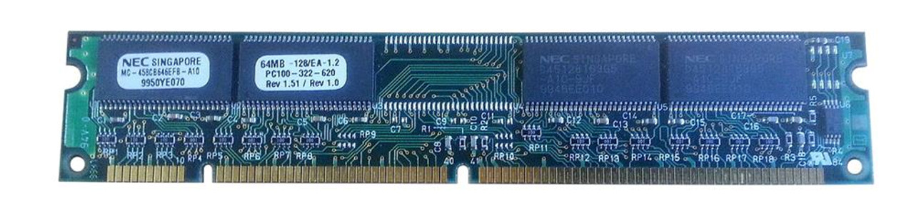 MC-458CB646EFB-A10 NEC 128MB PC133 133MHz non-ECC Unbuffered CL3 168-Pin DIMM Memory Module