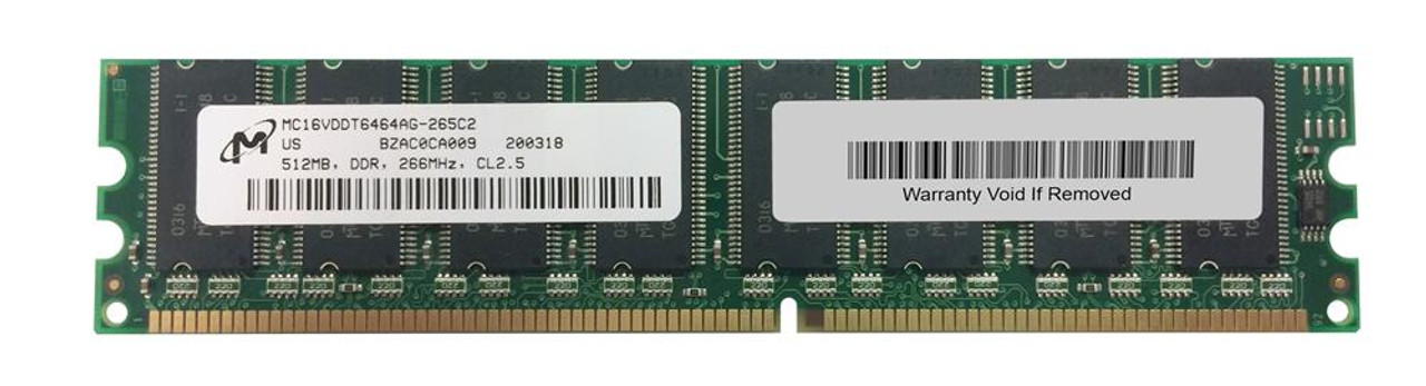MC16VDDT6464AG-265C2 Micron 512MB PC2100 DDR-266MHz non-ECC Unbuffered CL2.5 184-Pin DIMM 2.5V Memory Module