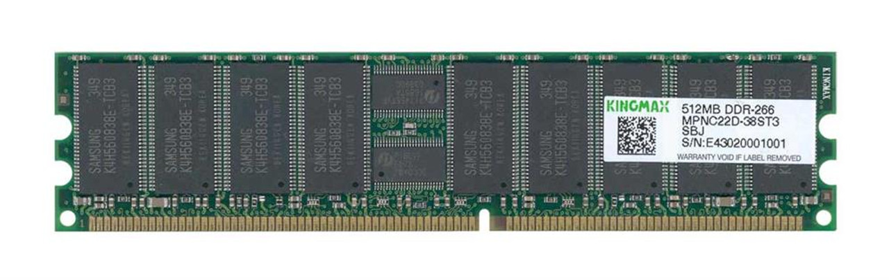 MPNC22D-38ST3-SBJ Kingmax 512MB PC2100 DDR-266MHz Registered ECC CL2.5 184-Pin DIMM 2.5V Memory Module