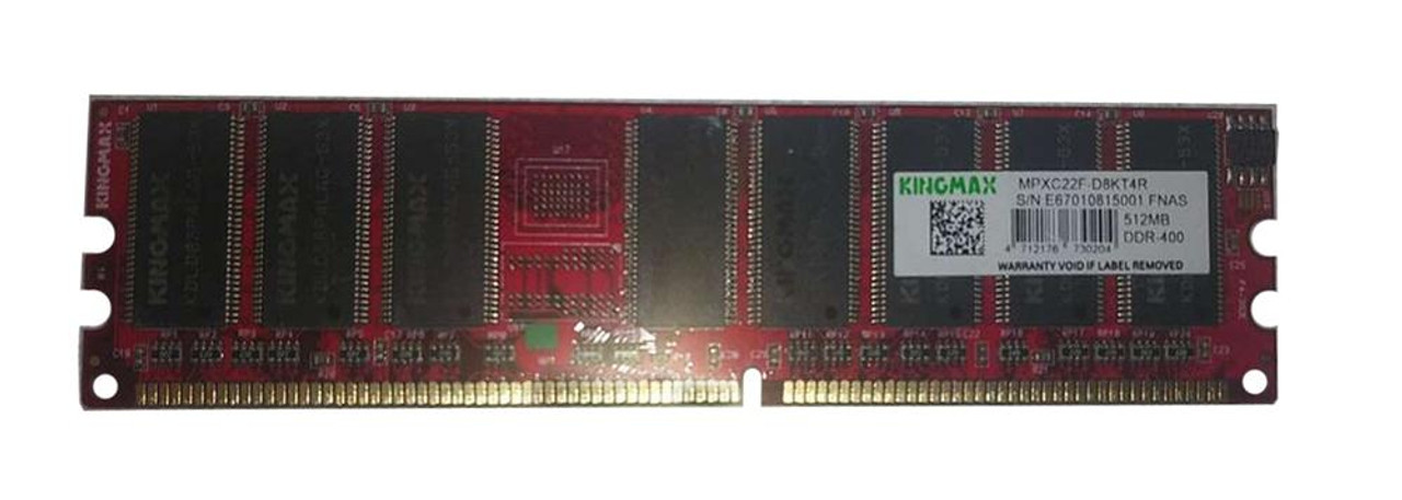 MPXC22F-D8KT4R KingMax 512MB PC3200 DDR-400MHz non-ECC Unbuffered CL3 184-Pin DIMM Single Rank Memory Module