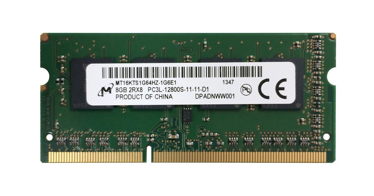 MT16KTS1G64HZ-1G6 Micron 8GB PC3-12800 DDR3-1600MHz non-ECC Unbuffered CL11 204-Pin SoDimm 1.35V Low Voltage Memory Module