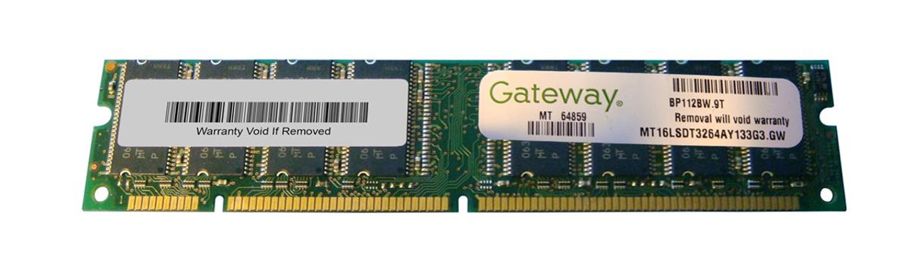 MT16LSDT3264AY-133G3.GW Gateway 256MB PC133 133MHz non-ECC Unbuffered CL3 168-Pin DIMM Memory Module