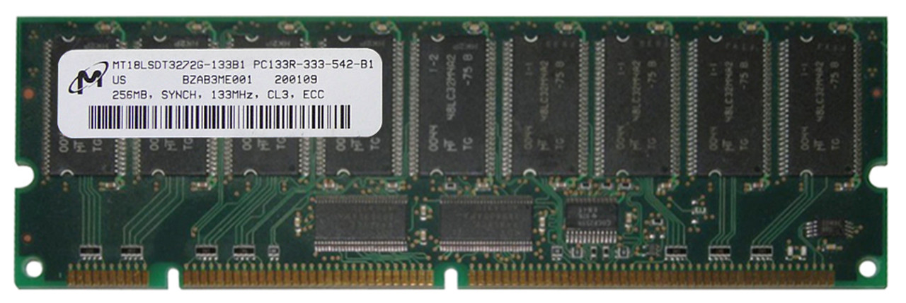 MT18LSDT3272G-133BI Micron 256MB PC133 133MHz ECC Registered CL3 168-Pin DIMM Single Rank Memory Module