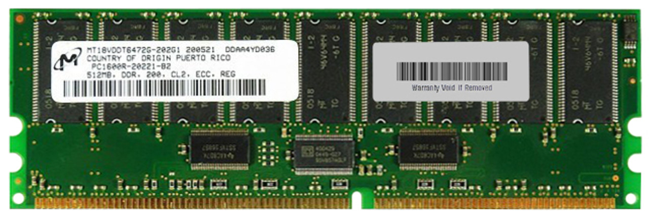 MT18VDDT6472G-202G1 Micron 512MB PC1600 DDR-200MHz Registered ECC CL2 184-Pin DIMM 2.5V Memory Module