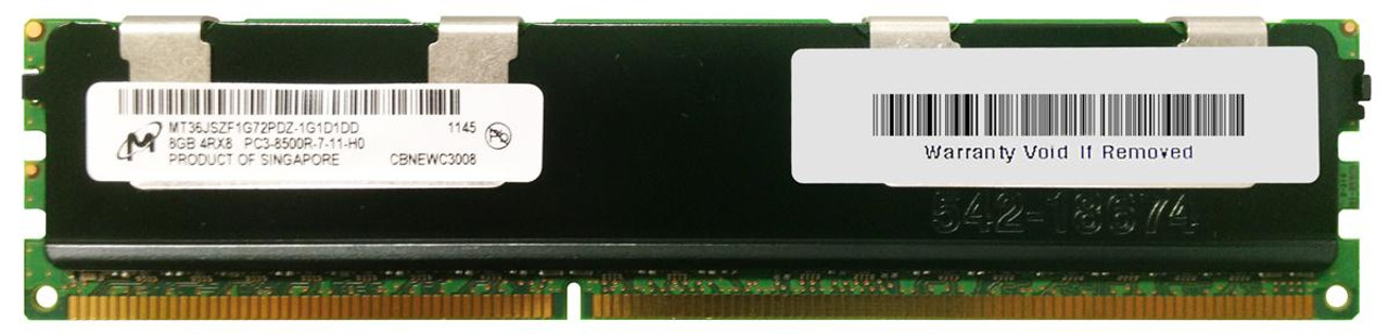 MT36JSZF1G72PDZ-1G1D1DD Micron 8GB PC3-8500 DDR3-1066MHz ECC Registered CL7 240-Pin DIMM Quad Rank Memory Module