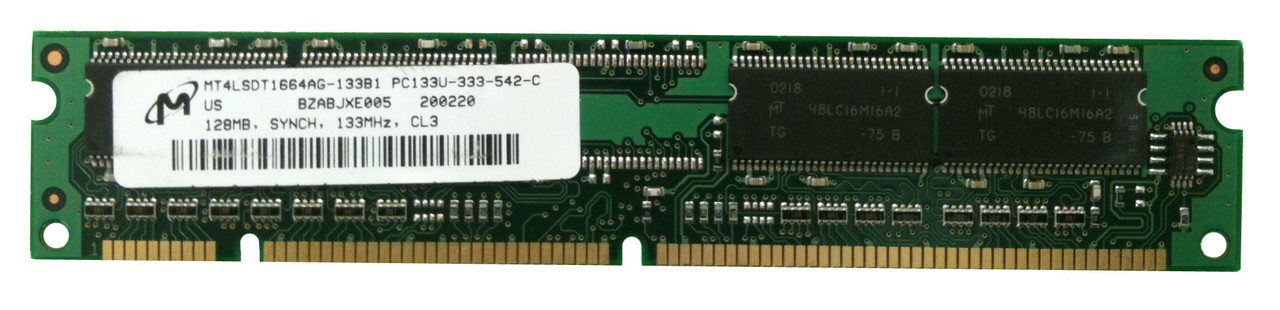 MT4LSDT1664AG-133B1 Micron 128MB PC133 133MHz non-ECC Unbuffered CL3 168-Pin DIMM Memory Module
