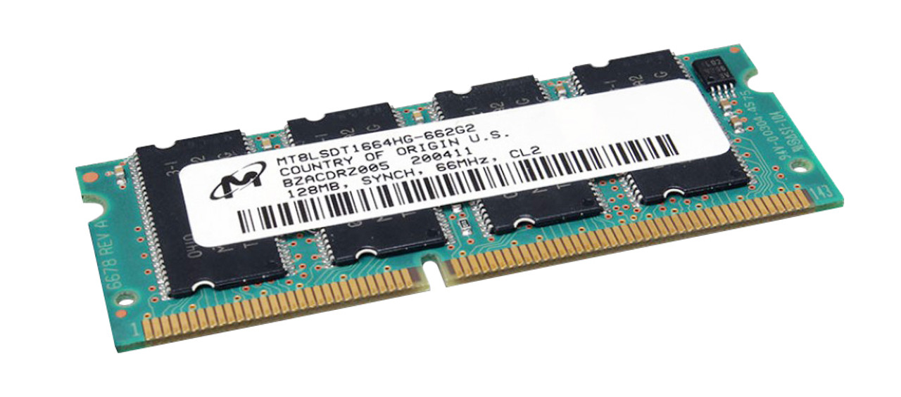 MT8LSDT1664HG-662 Micron 128MB PC66 66MHz non-ECC Unbuffered CL2 144-Pin SoDimm Memory Module