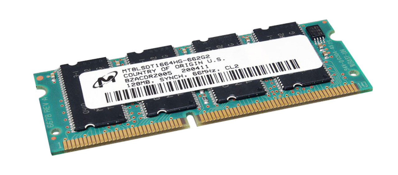 MT8LSDT1664HG-662G2 Micron 128MB PC66 66MHz non-ECC Unbuffered CL2 144-Pin SoDimm Memory Module