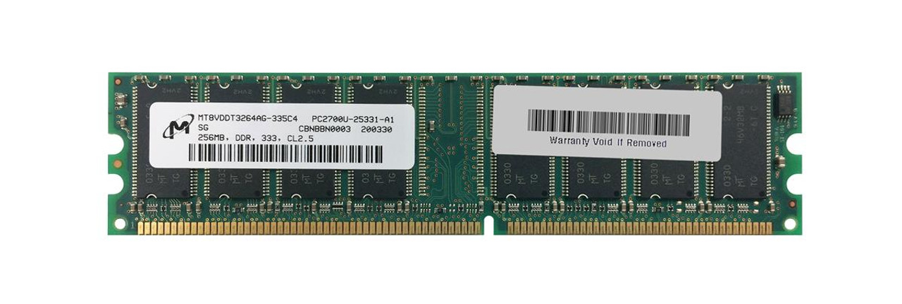 MT8VDDT3264AG-335C4 Micron 256MB PC2700 DDR-333MHz non-ECC Unbuffered CL2.5  184-Pin DIMM Single Rank Memory Module