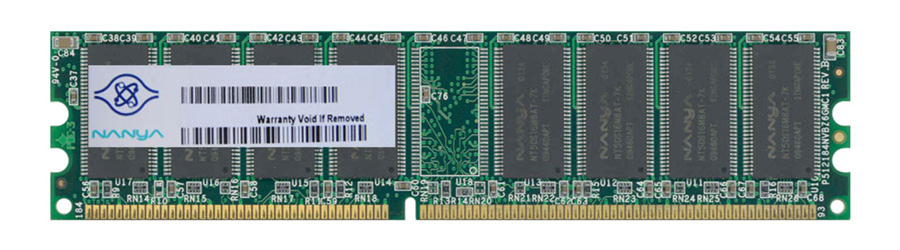NT128D64SH4B0G-75B-0 Nanya 128MB PC2100 DDR-266MHz non-ECC Unbuffered CL2.5 184-Pin DIMM 2.5V Memory Module