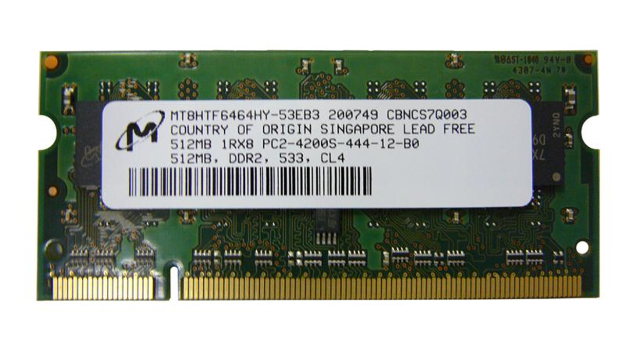 PE831A-PE Edge 512MB PC2-4200 DDR2-533MHz non-ECC Unbuffered CL4 200-Pin SoDimm Single Rank Memory Module