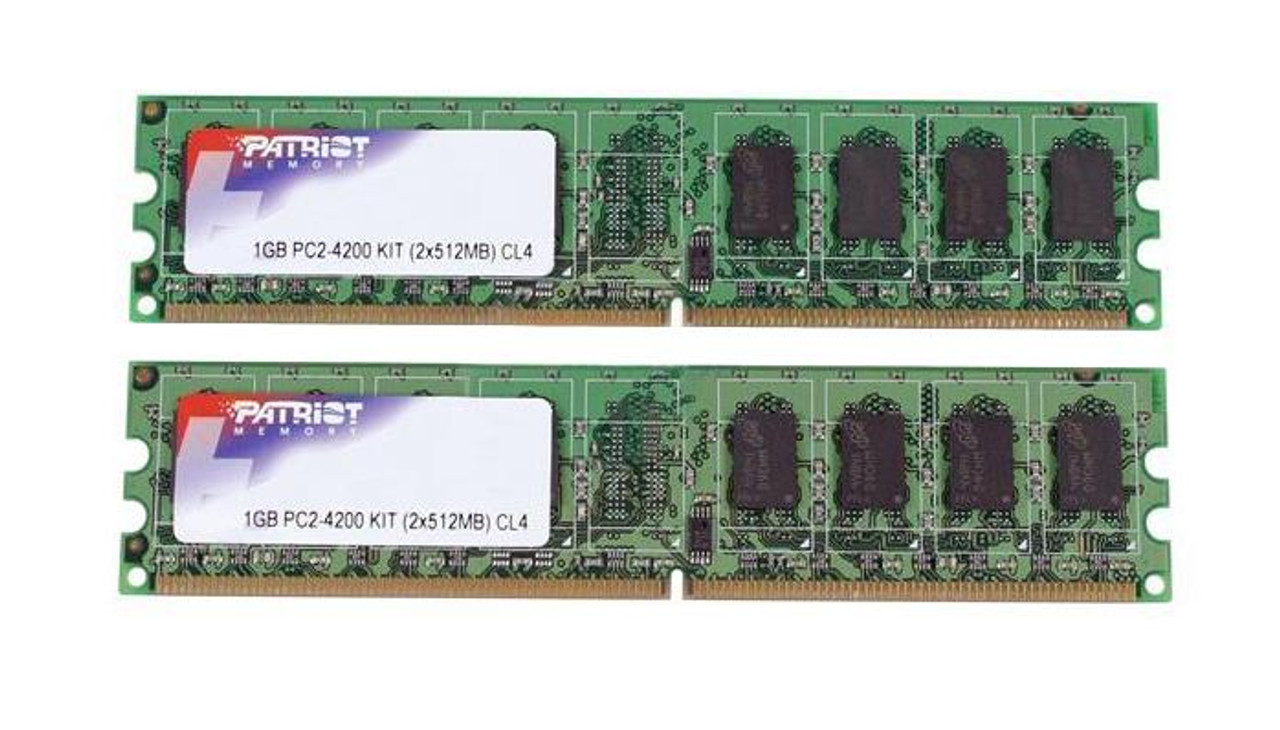 PSA21GG5EK Patriot 1GB Kit (2 X 512MB) PC2-4200 DDR2-533MHz ECC Unbuffered CL4 240-Pin DIMM Memory