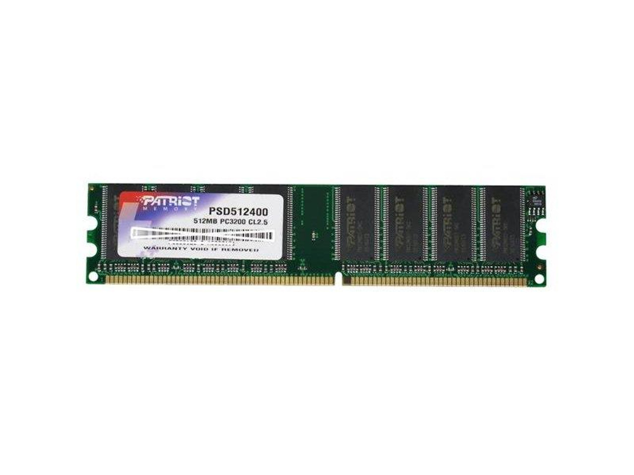 PSD5124001 Patriot Signature 512MB PC3200 DDR-400MHz non-ECC Unbuffered CL3 184-Pin Memory Module