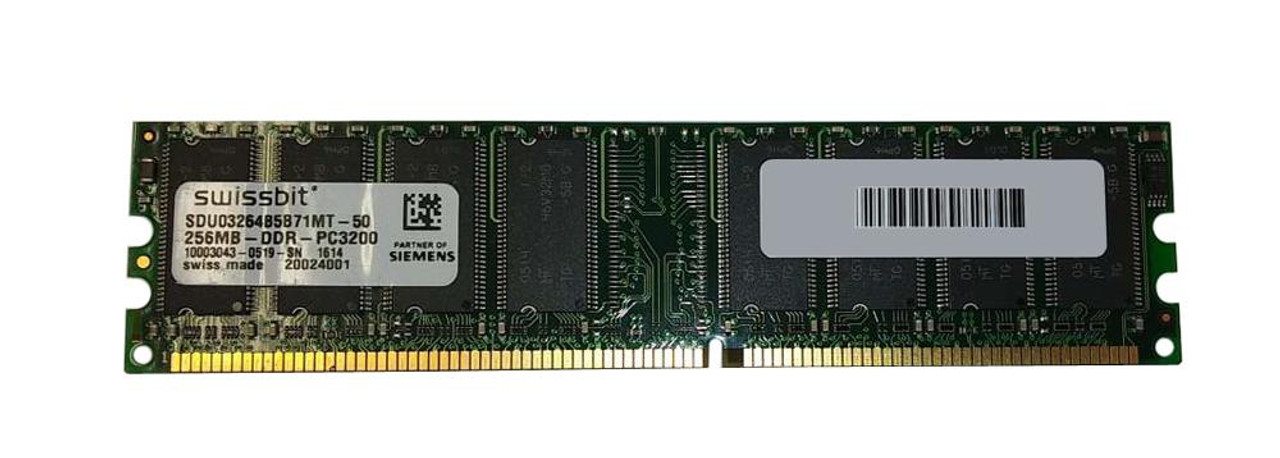 SDU03264B5B71MT-50 Swissbit 256MB PC3200 DDR-400MHz non-ECC Unbuffered CL3 184-Pin DIMM Memory Module