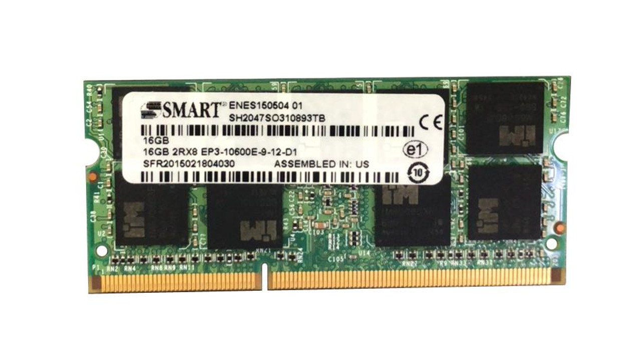 SH2047SO310893TB Smart Modular 16GB PC3-10600 DDR3-1333MHz ECC Unbuffered CL9 204-Pin SoDimm 1.35V Low Voltage Memory Module