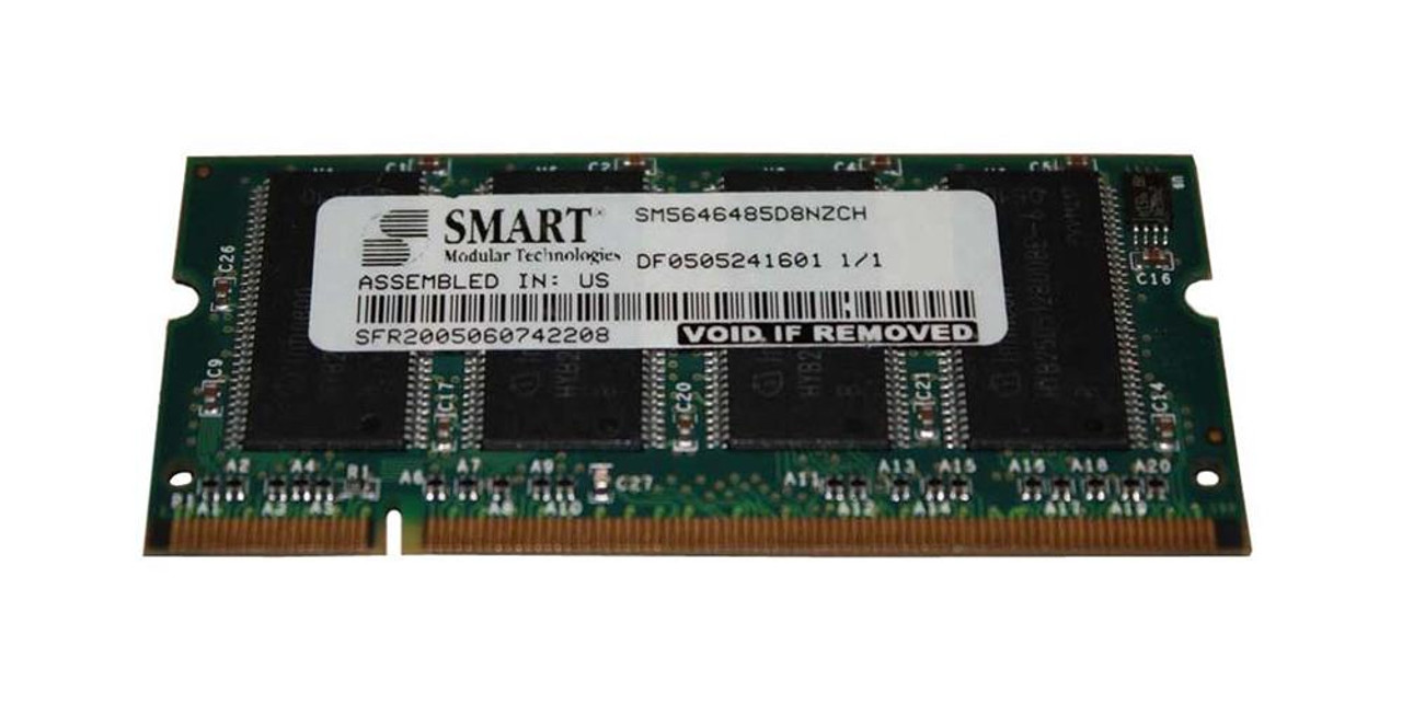 SM5646485D8NZCH Smart Modular 512MB PC2700 DDR-333MHz non-ECC Unbuffered CL2.5 200-Pin SoDimm Memory Module