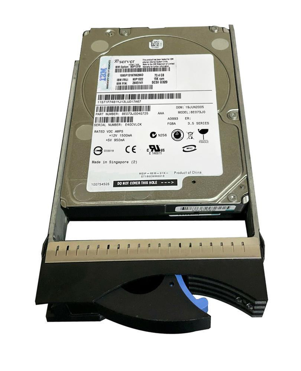 T90P1322 IBM 73.4GB 15000RPM Ultra-320 SCSI 80-Pin Hot Swap 3.5-inch Internal Hard Drive