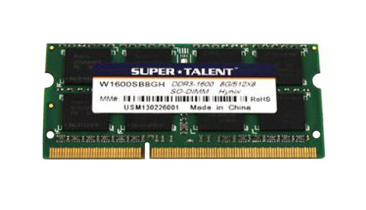 W1600SB8GH Super Talent 8GB PC3-12800 DDR3-1600MHz non-ECC Unbuffered CL11 204-Pin SoDimm Dual Rank Memory Module