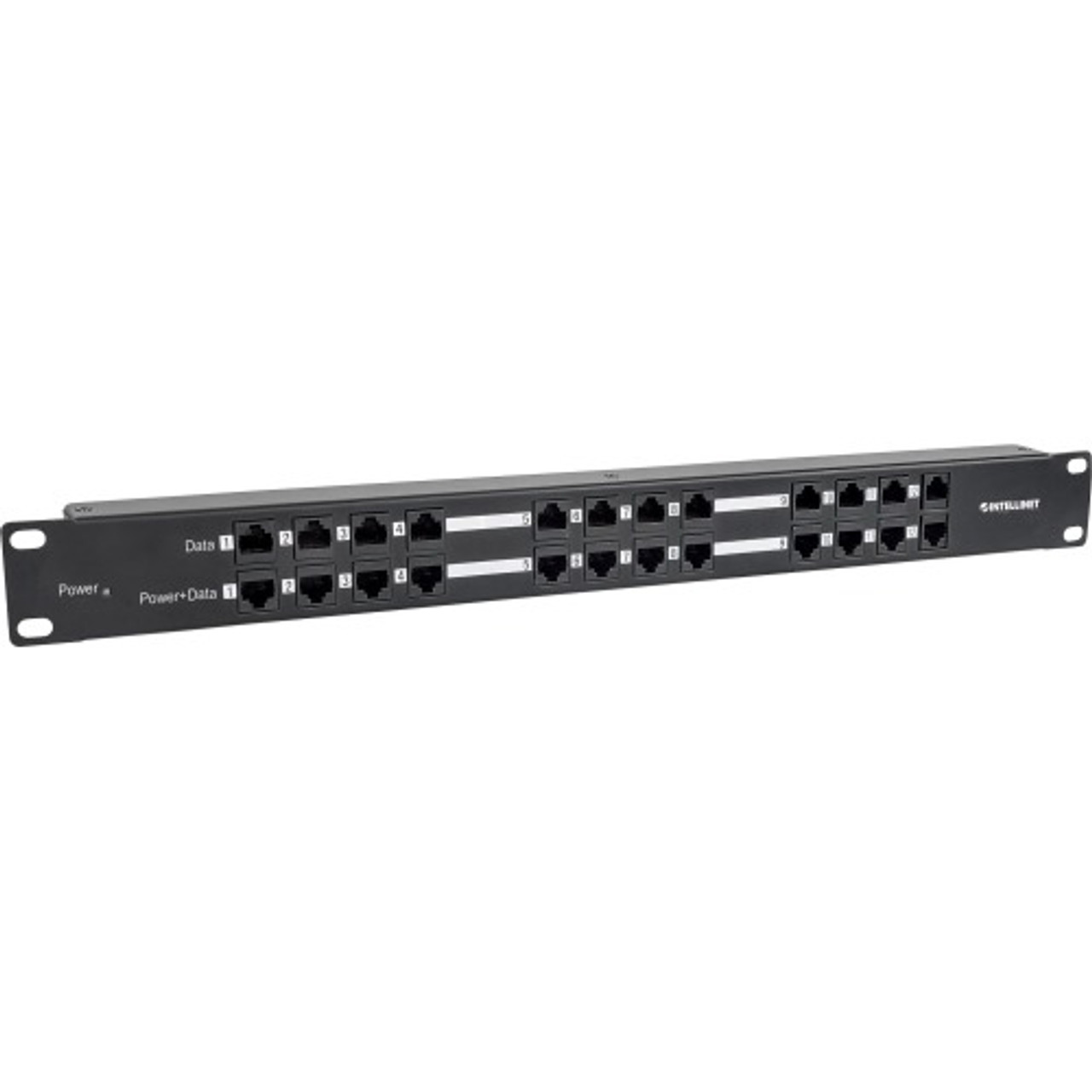 720342 Intellinet Network 24-Ports Patch Panel With 12 PoE Injector Ports (12x RJ-45 Port Data and Power Out)
